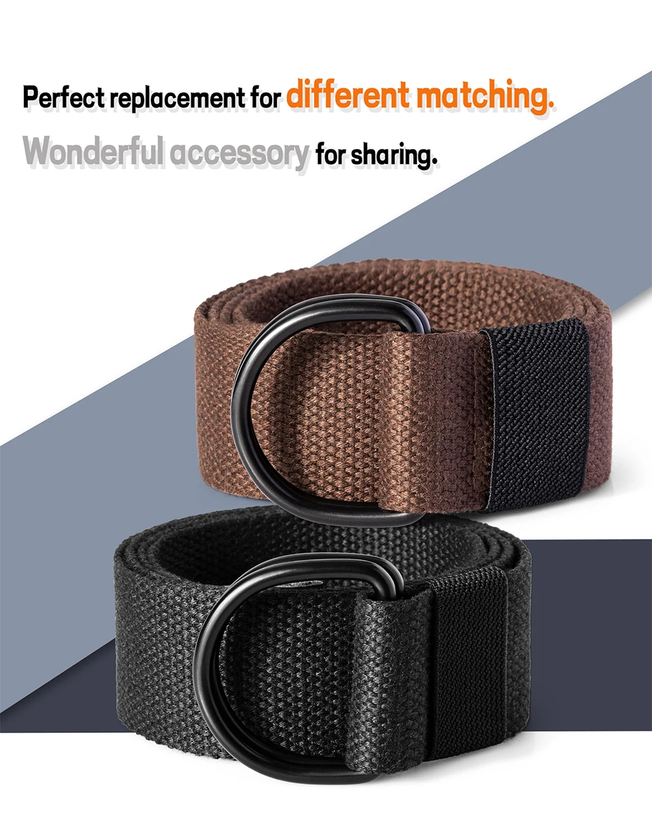 Maikun 2PCS Männer Gürtel Doppel Ring Schnalle Bund Casual Leinwand Gürtel Gürtel Für Männer – Detail 3