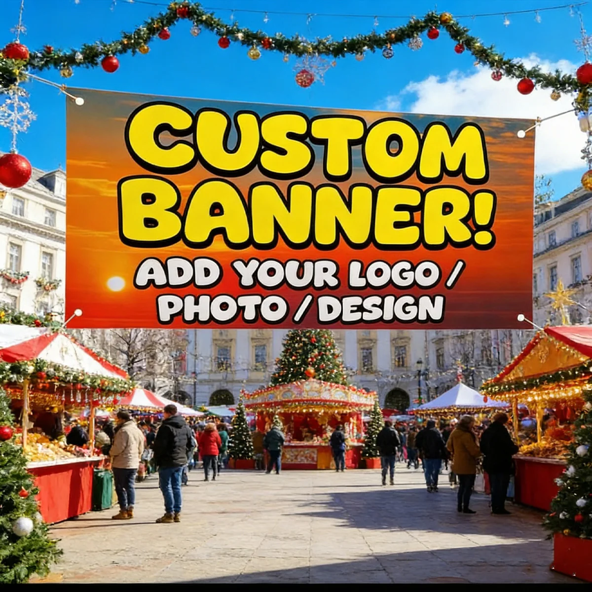 1p Custom Polyester Banner for Indoor & Outdoor Use - Banner with 4 Grommets, Many Sizes, Perfect for Home Decor