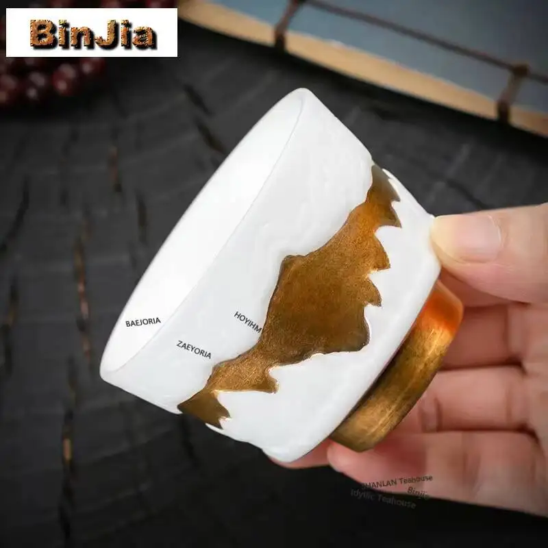 110ml Pure Handamde Biscuit Fired Ware Teacup High-end Ice Seed Jade Porcelain Master Cup Sheep Fat White Personal Tea Bowl Gift
