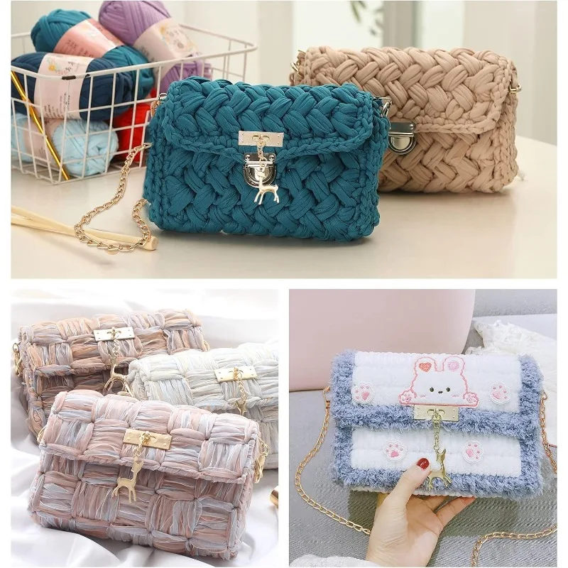 Plastic Mesh Canvas Sheets Bag Set DIY Knitting Crochet Bags Kit Clear Cross Stitch Mesh Plastic with Knitting Needle