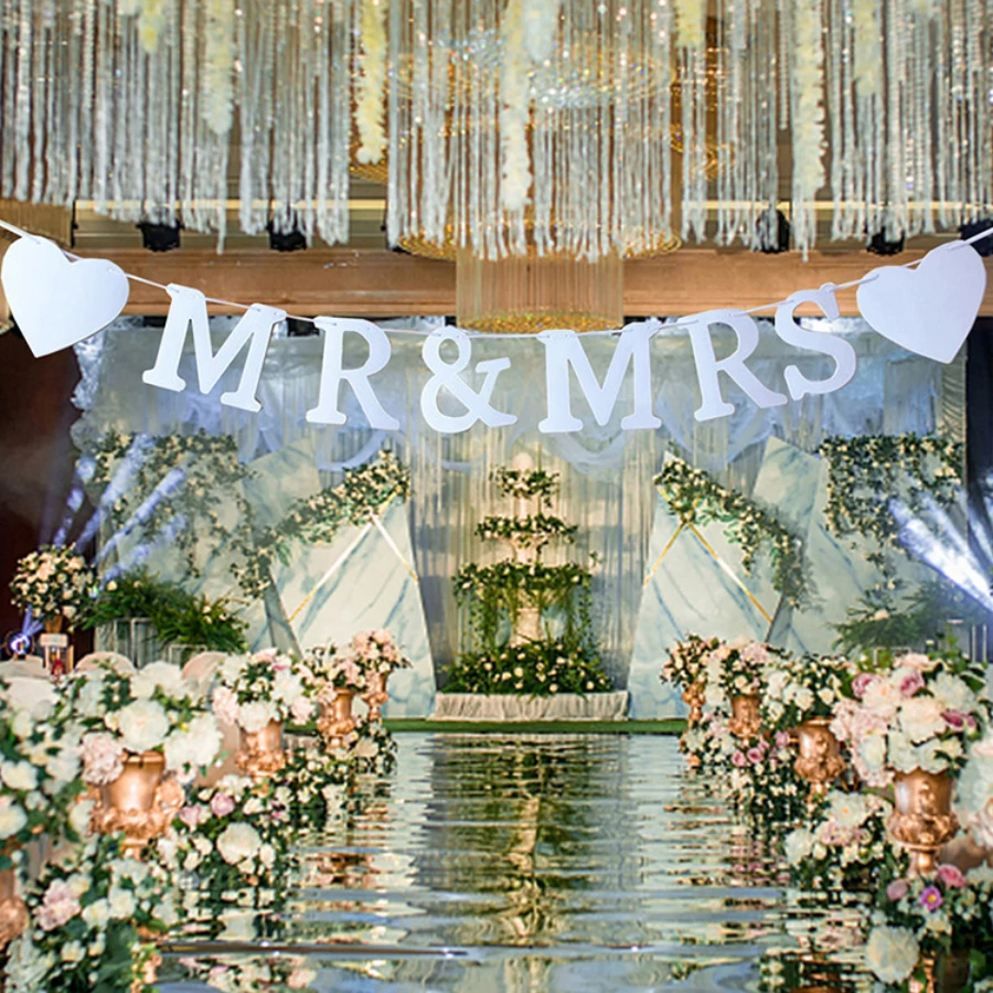 Wedding pull mr&mrs festive pull string flag letters pull flag banner