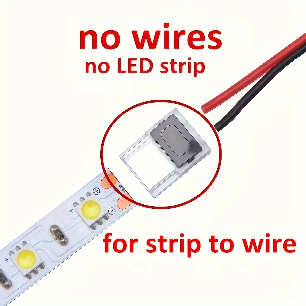 5pcs 2 Pin 3528 5050 LED Strip Lights Connector, For 8/10mm LED Strip Wire To Wire Welding Solderless Aluminum Profile Channel