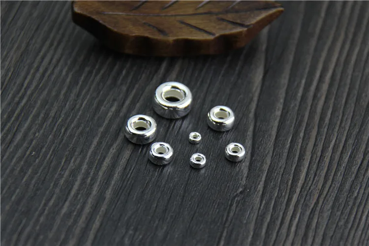 Wholesale 10pcs/pack Solid Sterling 925 Silver Roundle Beads 3mm 4mm 5mm 6mm 8mm 10mm Silver Spacer Bead for jewelry diy