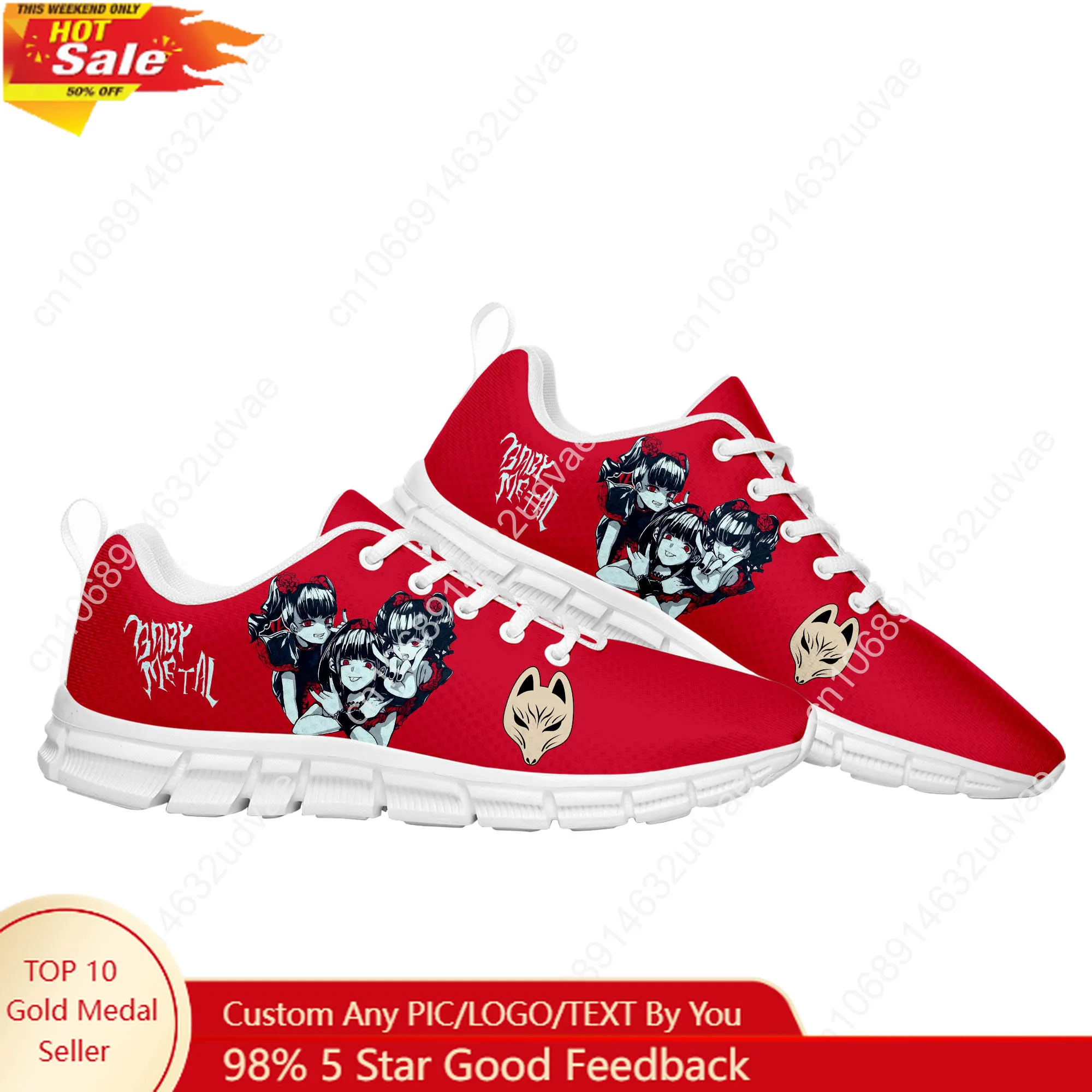 

Babymetal Japan Band Sports Shoes Mens Womens Sneakers Hip-hop Rock Elastic Footwear Casual Personalized Couple Shoes White