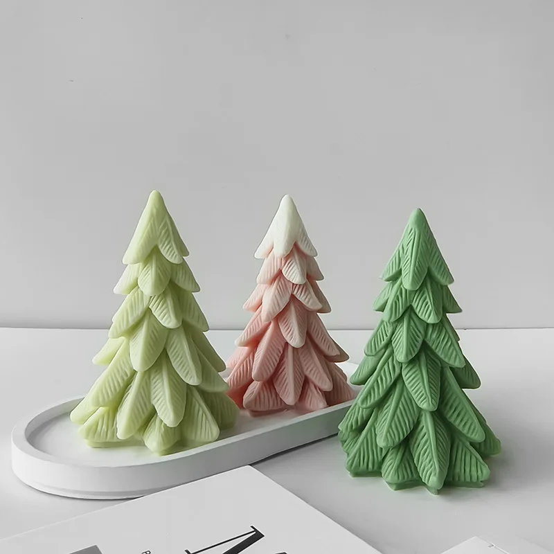 3D Christmas Tree Candle Silicone Mold Handmade Aroma Candle Plaster Mould DIY Christmas Decoration Molds