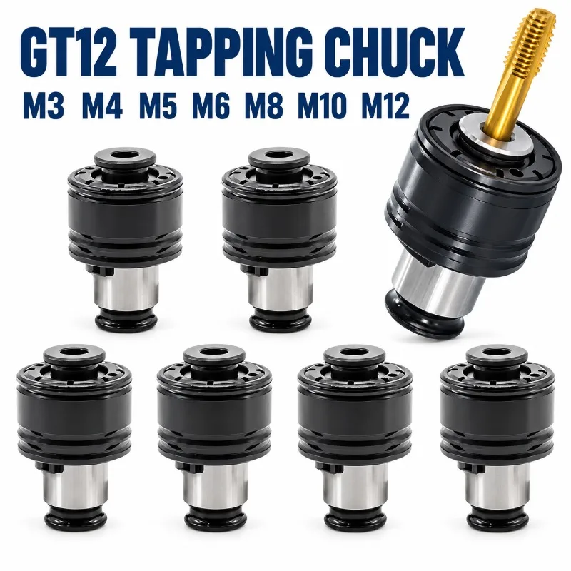 GT12 19mm M3-M12 Quick Change Tapping Collet Set ISO DIN JIS Pneumatic Tap Chuck with Overload Protection CNC Threading Tool