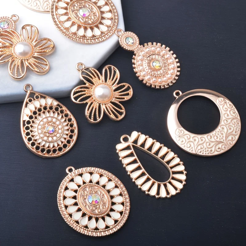 

12pcs/lot Ethnic Fusion Alloy Charms Jewelry Findings Enamelled white Boho Peadant DIY women earrings
