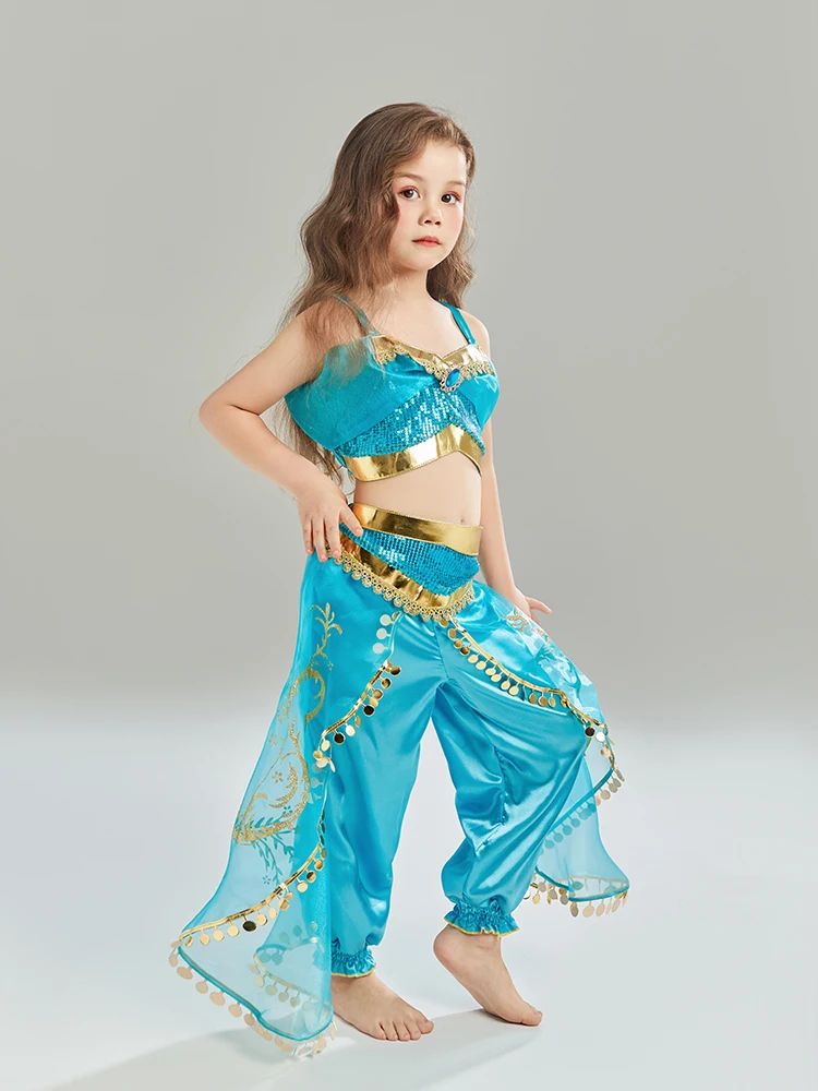 여아용 프린세스밸리 자스민 의상, 아라비안 스팽글 공주 드레스, 어린이 공주 코스프레 의상