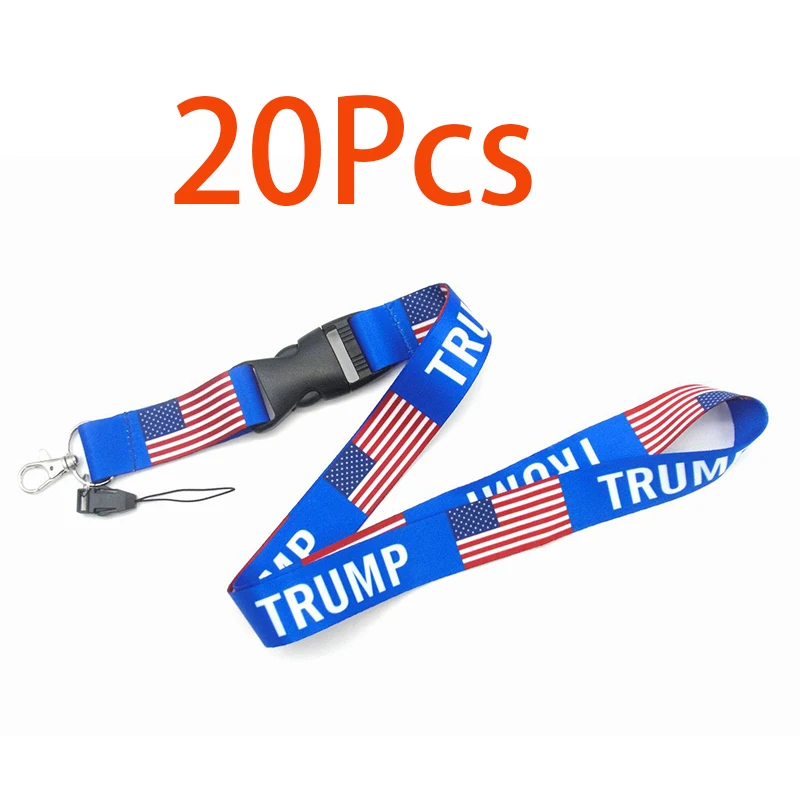 

20Pcs TRUMP Blue Polyester Neckl Polyester Lanyard Keychain