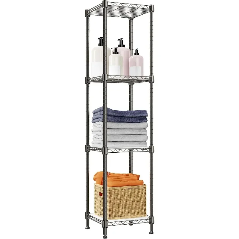 480 lbs Storage Shelves 4 Tier Shelving Units for Storage, Wire Shelving Unit for Kitchen, Adjustable Shelves for Bathroom