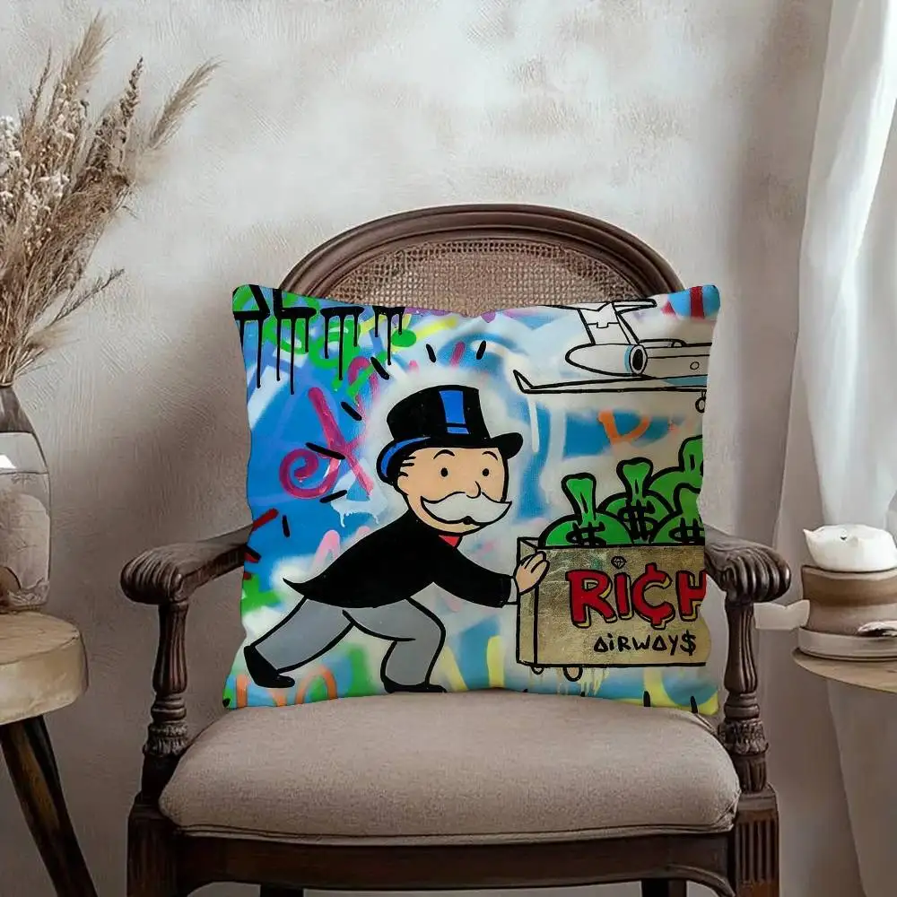 Dollar Alec Monopoly cartoon Pillow Gift Home Office Decoration Bedroom Sofa Car Cushion Cover case 45x45