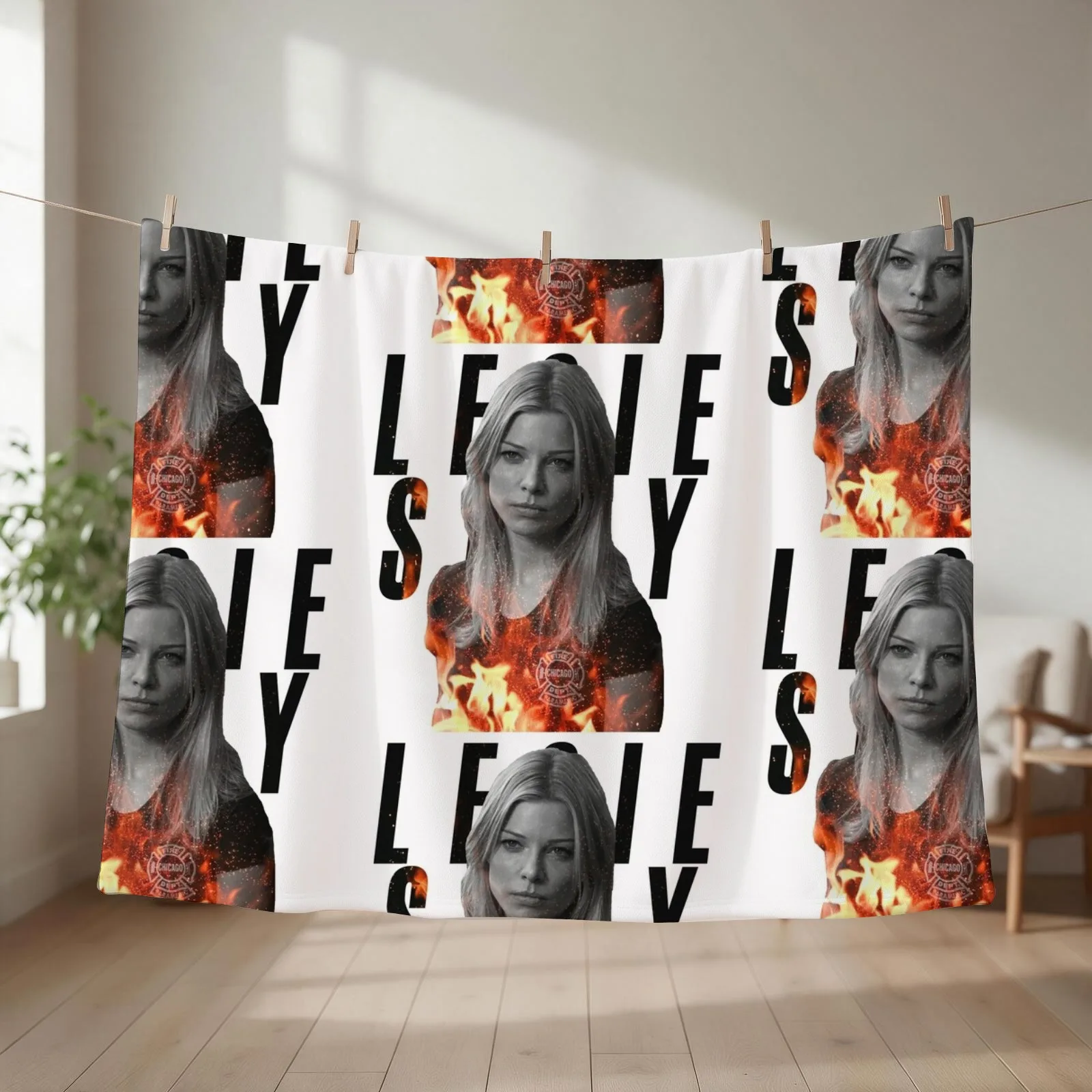 Leslie Shay - Chicago Fire Throw Blanket couch cozy soft plush fuzzy picnic outdoor blanket