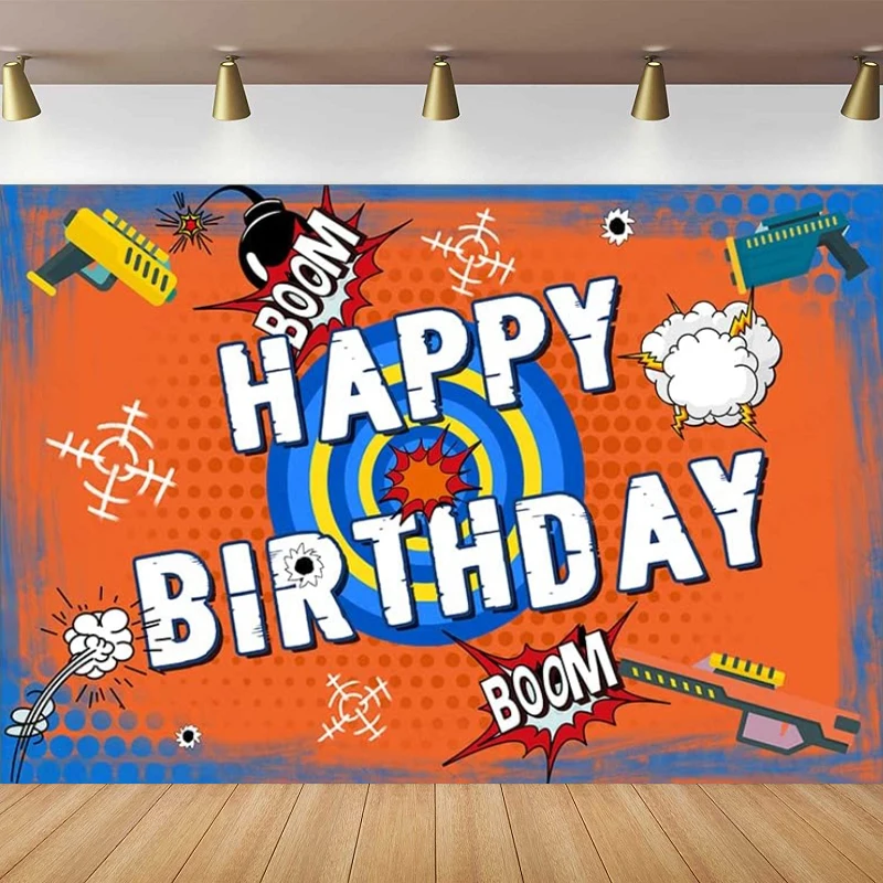 عيد ميلاد سعيد التصوير خلفية دارت الحرب حفلة بندقية اطلاق النار أهداف الناسف خلفية لطاولة كعكة كابينة الصور الصبي #1