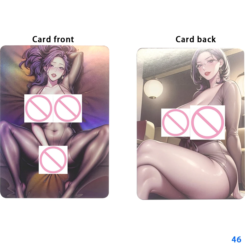 Super Sexy Anime Girl Nude Collection Card Plump Fat Buttocks Ample Breasts Naked Card Refractive Color Flash Gifts 63*88mm