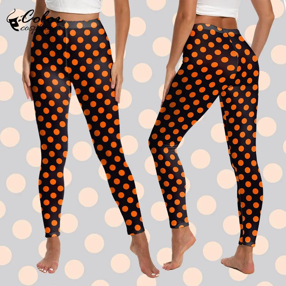 Color Cosplayer Dots Legging for Women Pants Holiday Party Skinny Trousers Female Carnival Slim Trousers Vintage Streetwear