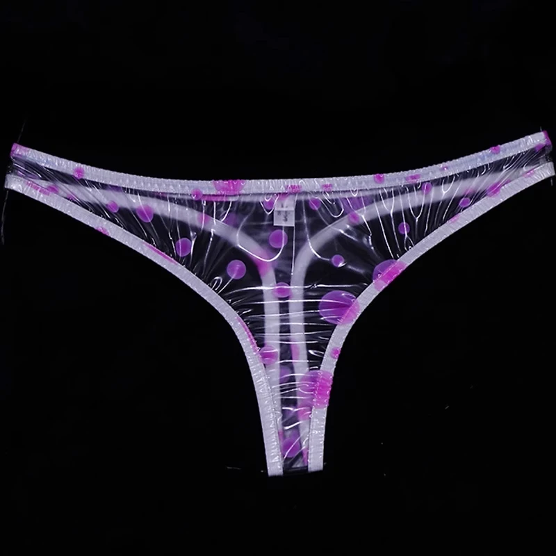 

Прозрачные стринги в горошек из ПВХ, мужские сексуальные стринги, женские стринги с низкой талией, мягкий пластик с Т-образной спинкой, эротические трусы для пар, герметичные трусики