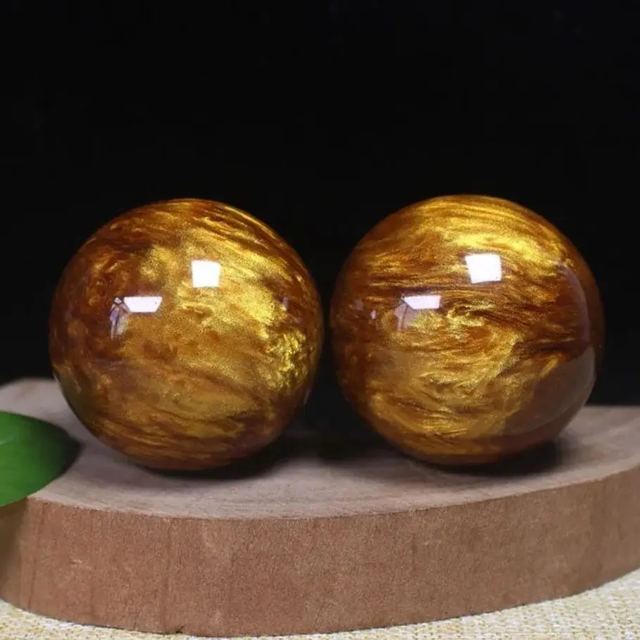 Síntesis de resina Natural de 50MM, Coral Negro Dorado, sauce marino, cera de abejas, cura la pelota de balonmano, regalo coleccionable