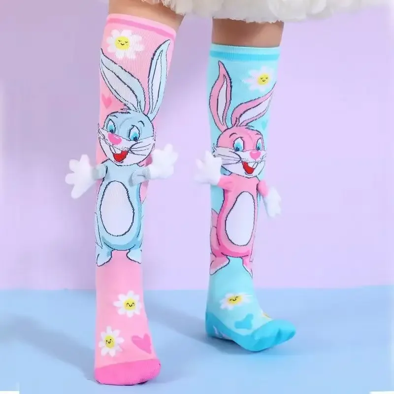 Fashionable knee length socks for girls, hand sewn cartoon dog ear socks that can be worn by both children and adults