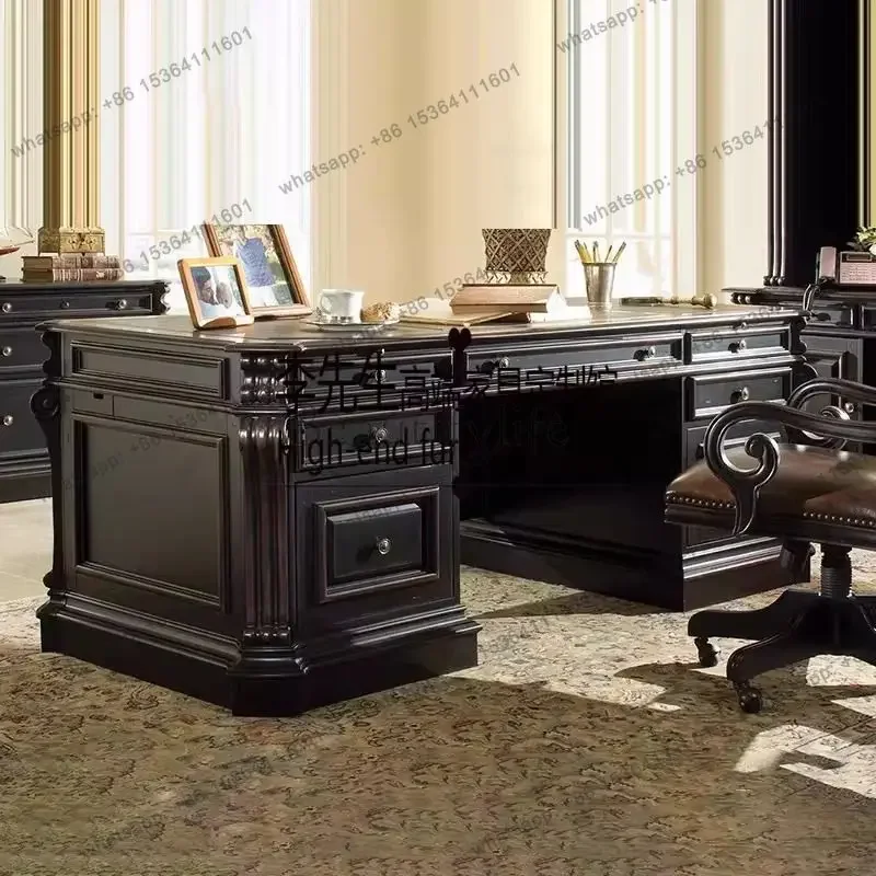 yj9 American solid wood office desk neoclassical computer desk, high-end customization