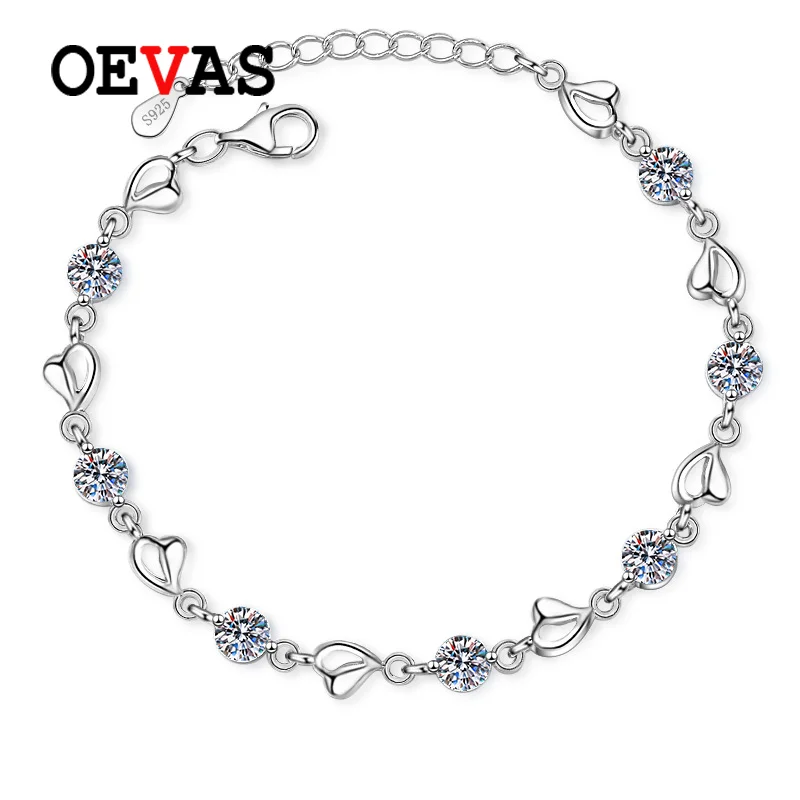 sterling silver pulseira em forma de coracao para mulheres 100 real moissanite full d color joias finas presente para meninas mm 35ct oevas 925 01