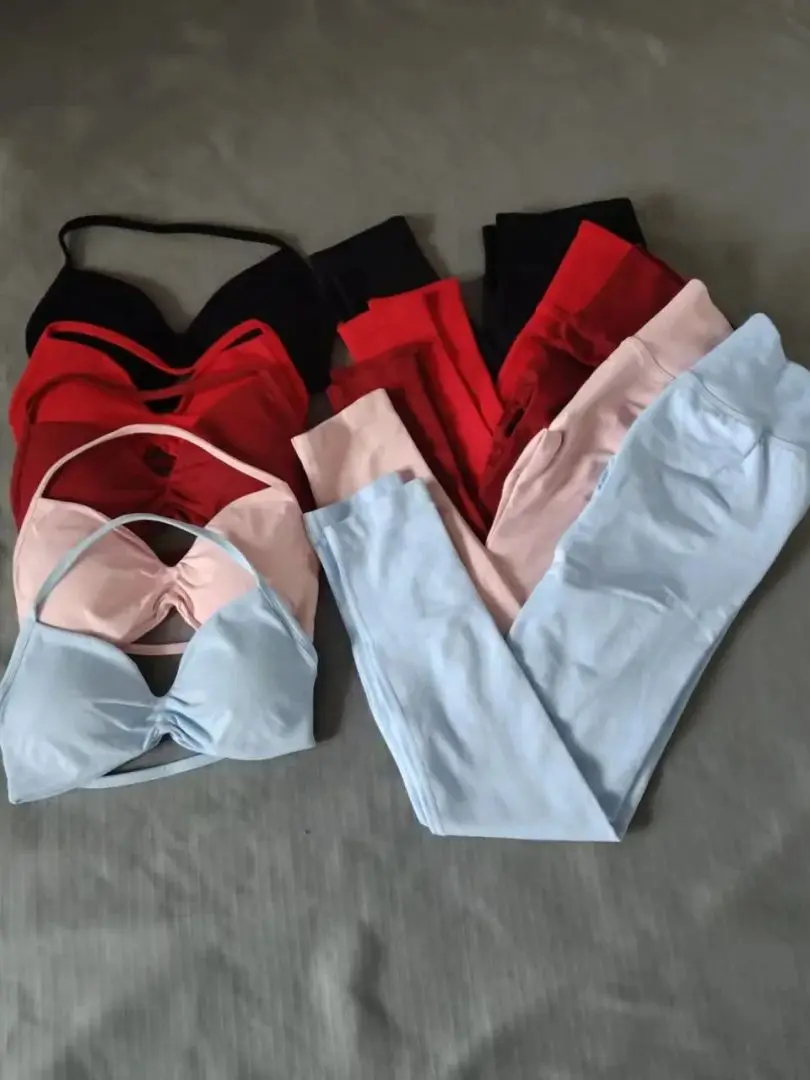 AliExpress NONE l0g0DF Two-Piece Sports Fitness Set with Bra, Yoga Top, Long Sports Pants, Cycling and Running Sportswear, Women's Seamless Yoga