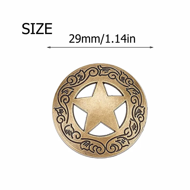 5 pçs conchos artesanato de couro texas estrela sela ocidental rodeio couro tack leathercraft acessórios diy decoração acessórios