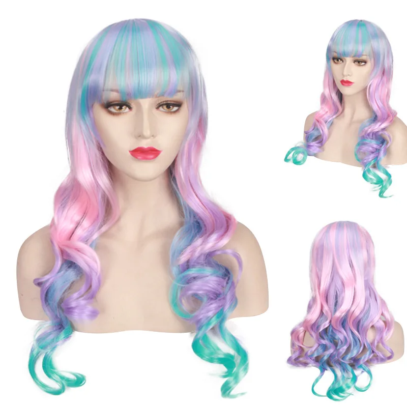 Длинный прямой синтетический парик с челкой, блондинка, естественный вид, пушистые парики на всю голову для женщин, повседневный косплей, вечерние