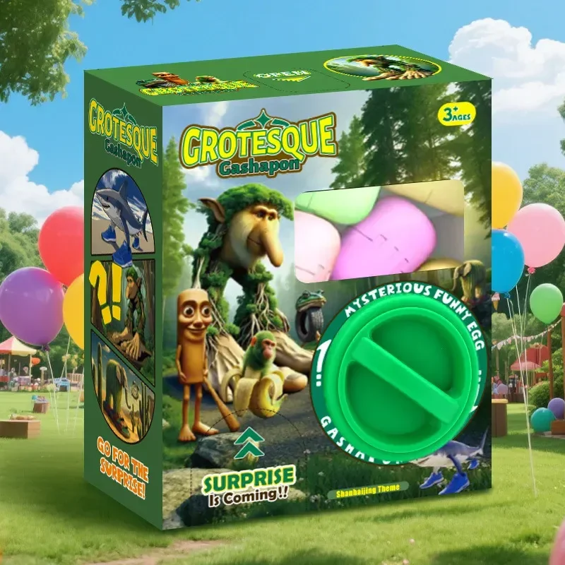 Máquina italiana de huevos torcidos de Brainrot, cápsula divertida sorpresa DIY, huevo Tung Tung Sahur, palo de madera, caja ciega, juguete, regalo de cumpleaños para niños