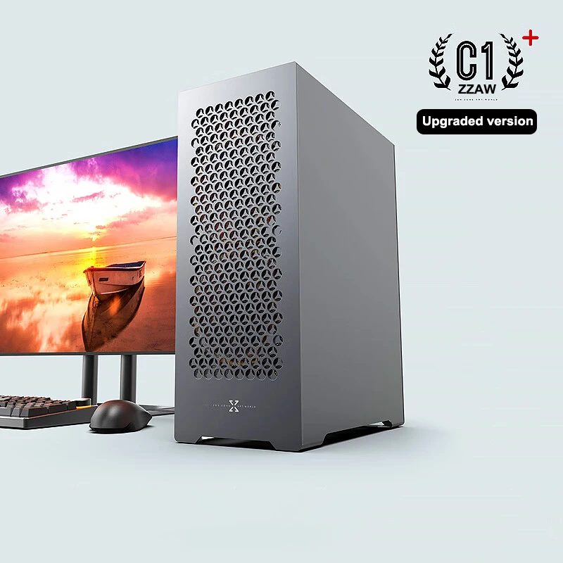 Imagem -03 - Zzaw C1-upgraded Versão de Todo o Alumínio Matx e Itx Lado da Caixa Vidro Temperado 240 Refrigerado a Água Mini Jogo Montagem Chassi para pc Desktop