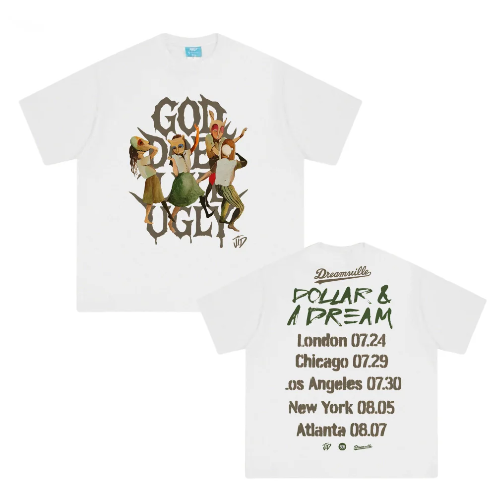 

GDLU X DREAMVILLE - DOLLAR A DREAM TEE 100%Cotton Hip Hop J.I.D. Tshirts Sleeve Male Printing Punk T Shirt Gothic Streetwear
