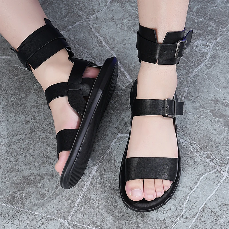 

Мужские повседневные летние сандалии в дизайнерском стиле для ежедневной носки, размеры 38-48, черные, коричневые, классические, удобные, новые, универсальные