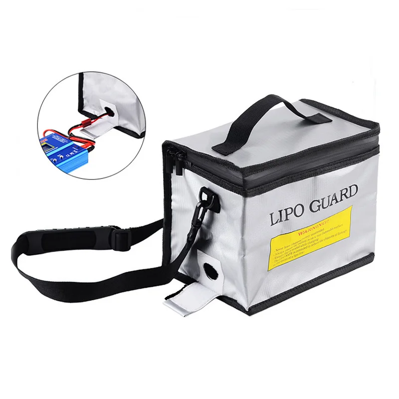 Lithium Battery Explosion-proof Bag 215x145x165mm High Temperature Resistant Fpv Flame Retardant Bag With Battery Hole