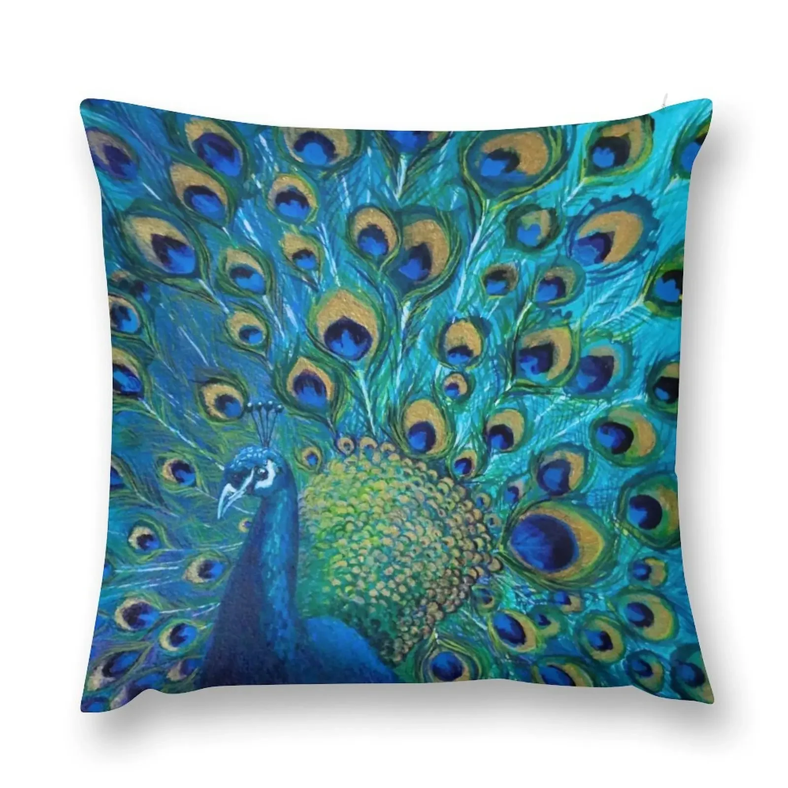 

Peacock Full Glory 2 Throw Pillow Decorative Cushions ornamental pillows pillow