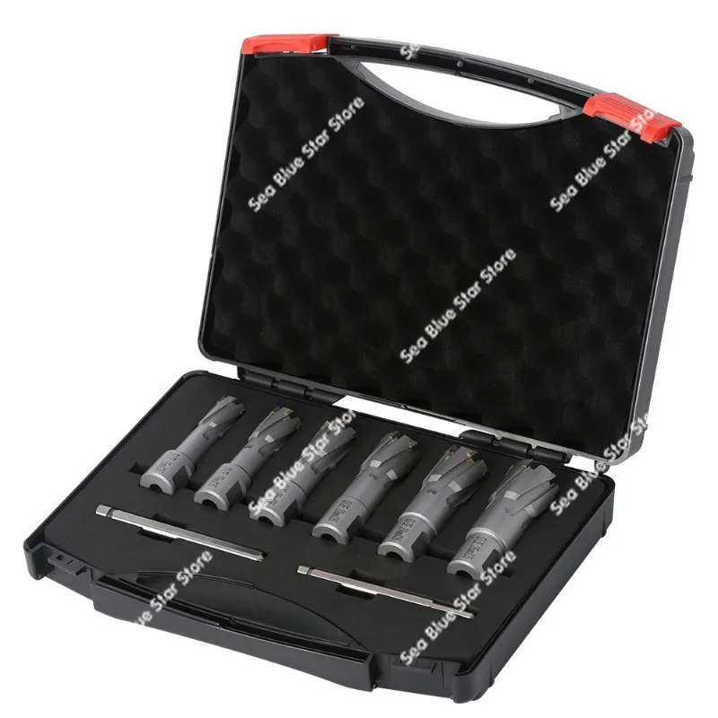 6-Piece set of hollow drill bits, coring drill bits, carbide drill steel plate hole opener