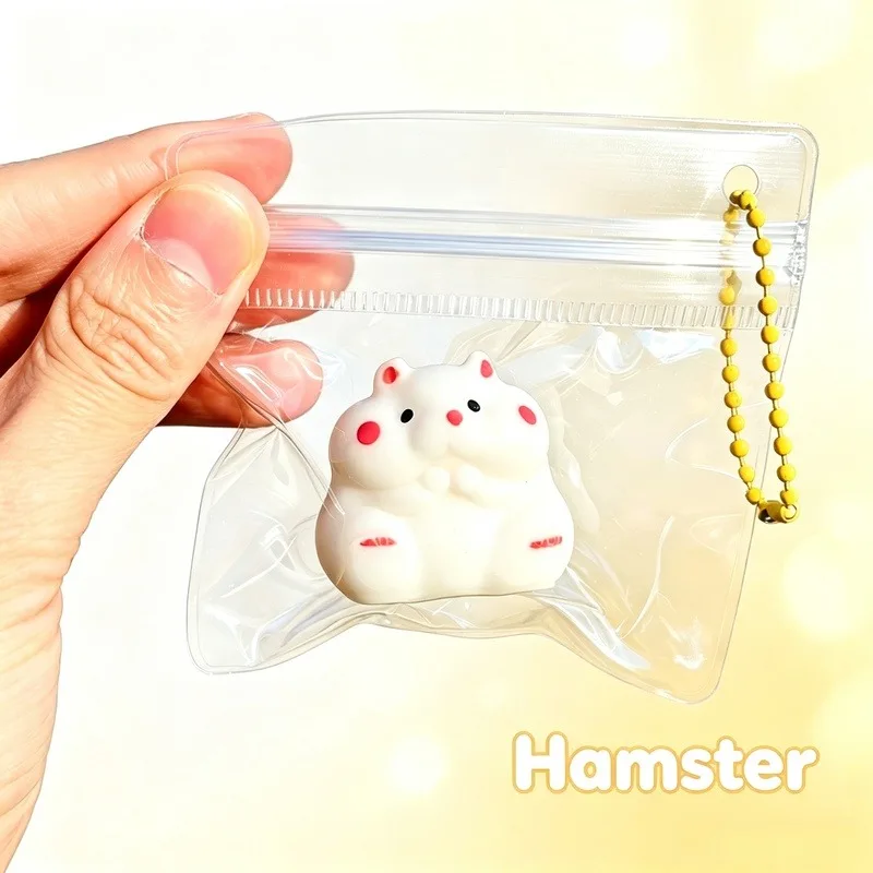 Cute Cartoon Animal Mochi Squishy, Squeeze Stress Relief Decompression Fidget Toy, Ball Chain Bag Pendant, Perfect Holiday Gift