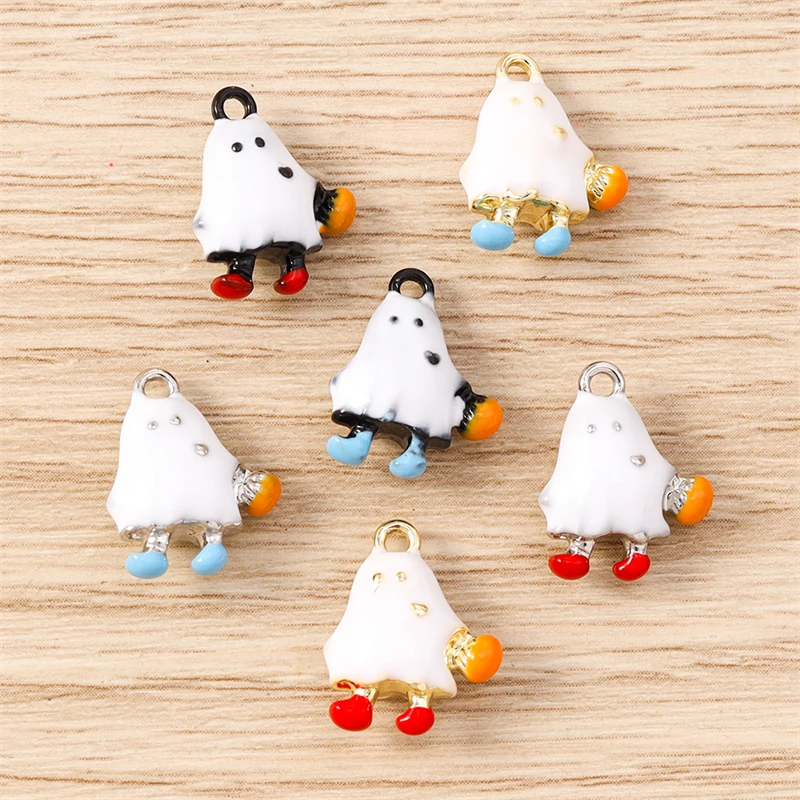 5 Stück 12 x 15 mm Cartoon-Halloween-Geist-Charms-Anhänger für die Herstellung von DIY-Halsketten, Ohrringen, Armbändern, Schmuckzubehör – Detail 9