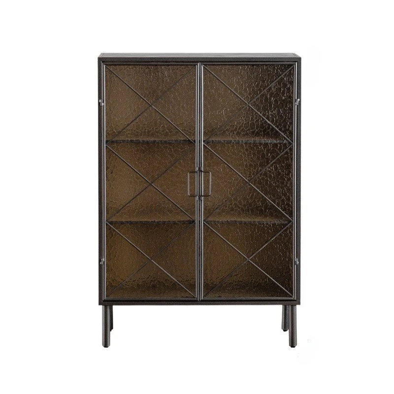 

Боковой шкаф для столовой со стеклянной дверью из кованого железа, настенная полка для гостиной, винный шкаф для хранения и витрины
