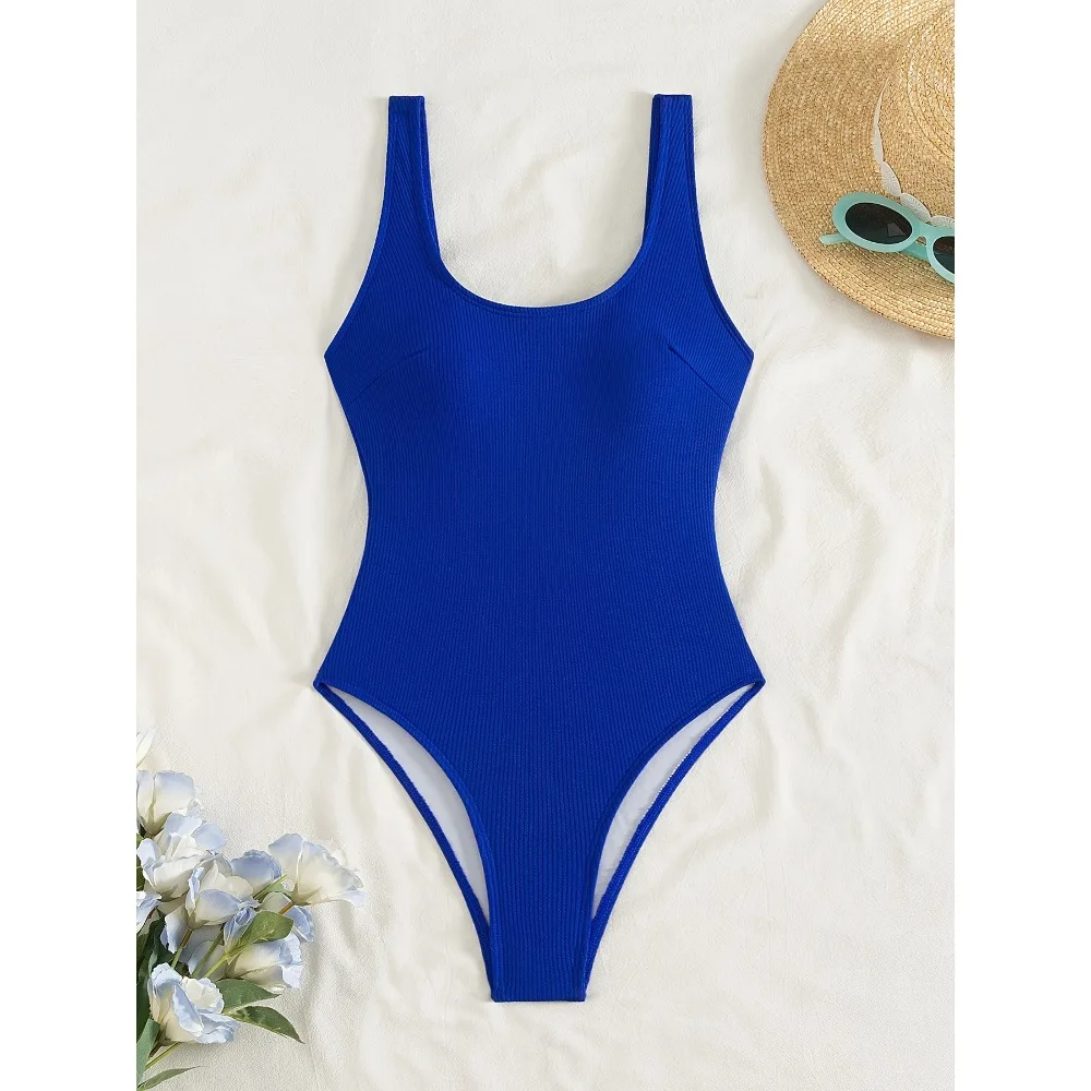 

2025 Thong One Piece Swimsuit Women Swimwear Sexy Backless Royal Blue Swimming Suit Monokini Bodysuit Beach Wear Bathing Suit