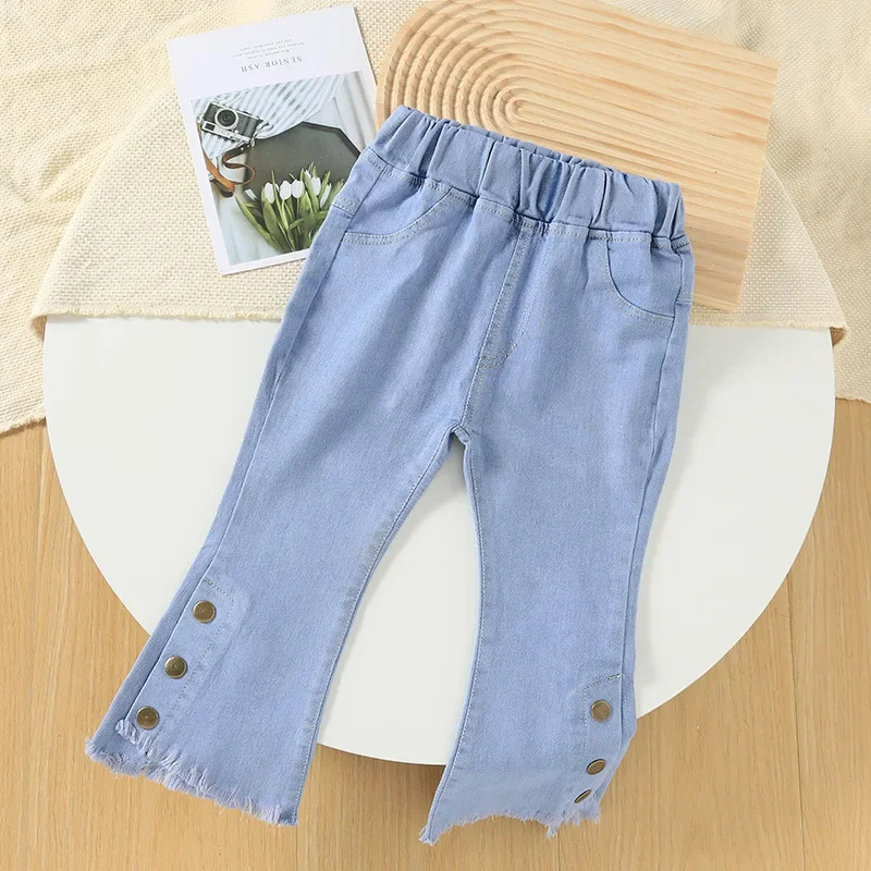 

Girls Jeans Spring and Autumn 2024 New Children's Korean Version Flared Pants Baby clothes