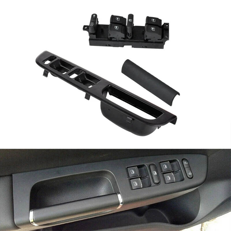 

Black 3B0867175 Window Master Switch Panel Bezel Kit For -Passat Jetta Golf MK4 Bora MK4 1999-2004