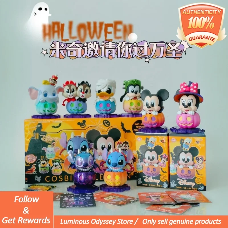 

Genuine Mickey With Friends Pumpkin Series Mystery Box Blind Box Stitch Pvc Model Doll Halloween Surprise Gift Collection Toy
