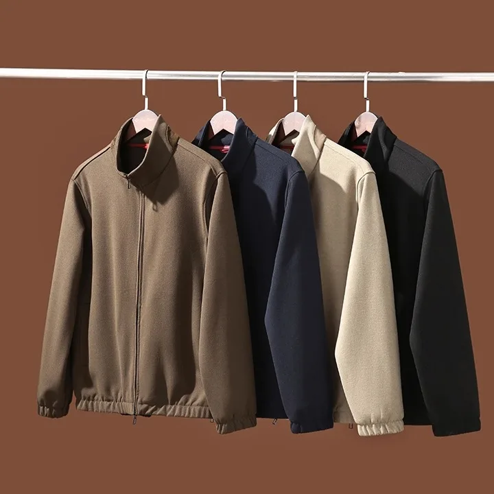 

Luxury Experience Premium Wool eepskin Patchwork Men's Jaet Ele Autumn Winter Outerwear in Gift Bag Casual Sle Zipp...