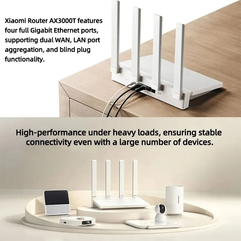 2024 New Original Xiaomi ax3000t Router 2.4GHz 5GHz 1.3GHz CPU 2x2 160MHz WAN Lan LED NFC kết nối cho văn phòng Nhà trò chơi Mi