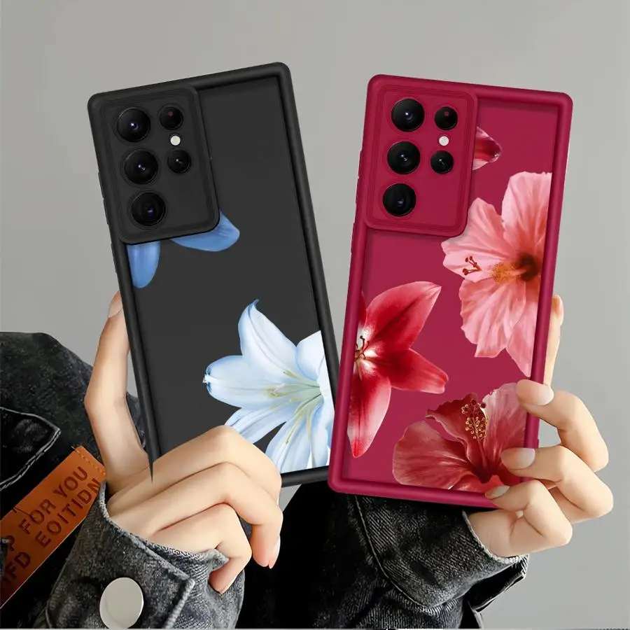 Soft Cover Phone Case for Samsung Galaxy S24 S25 Ultra FE S23 Plus Note 20 S22 S21 S20 Beautiful Flowers