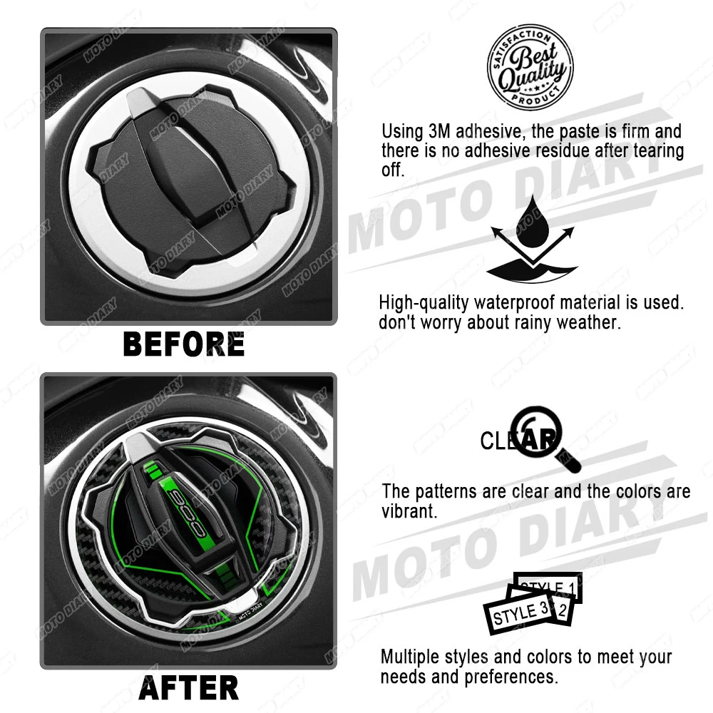 3D Motorcycle Fuel Tank Cap Sticker Gas Tank Protection Decals For Z900 Z 900 2023 2024