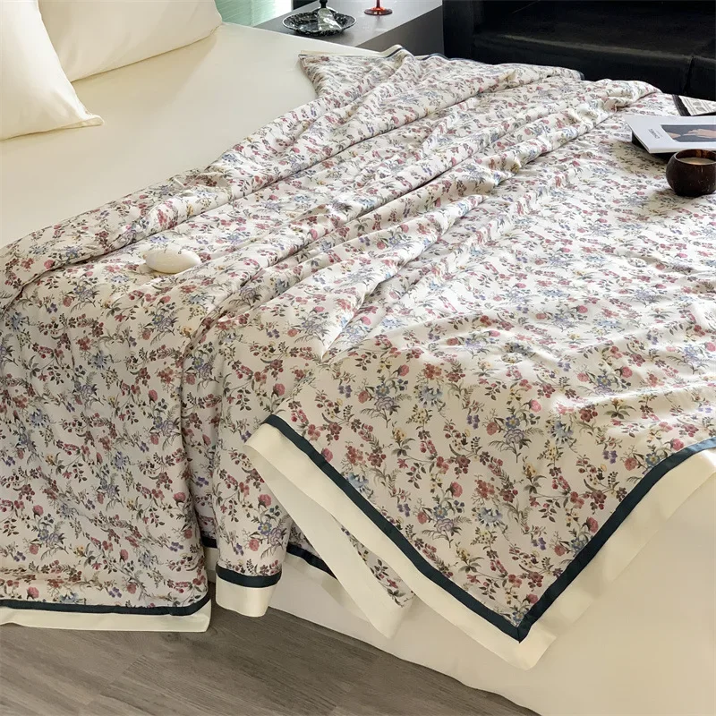 Vintage idyllic Modal summer cool quilt French silky cool feeling machine washable air conditioner quilt soybean double thin