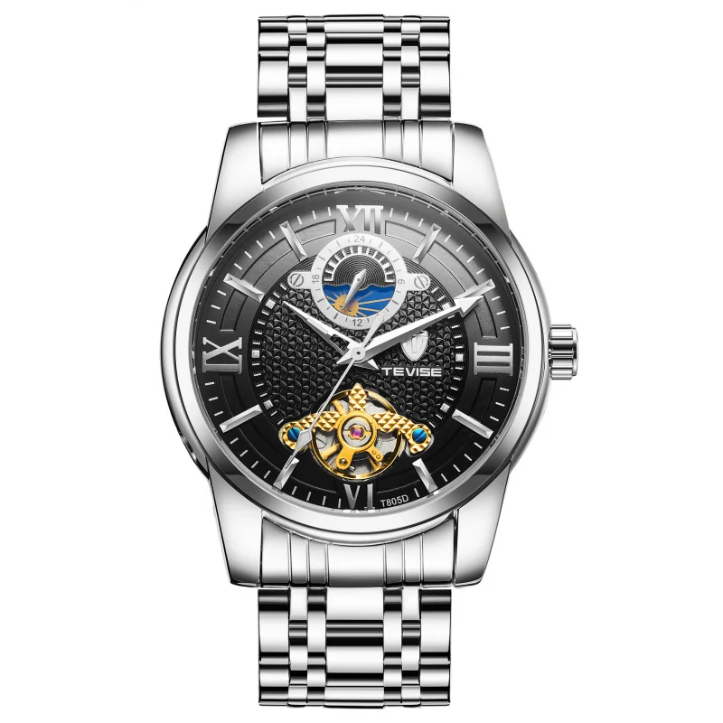 Kwai-Men's High-Grade Tourbillon relógio mecânico automático impermeável, oficial Live Streaming, produto de venda quente