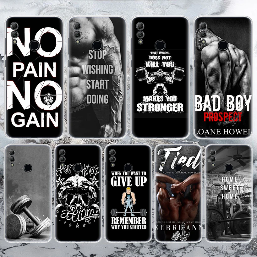 Bodybuilding Gym Fitness Soft Phone Case For Huawei Honor 10 Lite 9 8A 8X 8S 9X Pro P Smart Z Y5 Y6 Y7 2019 Y9S 20I 50 Shell Cap