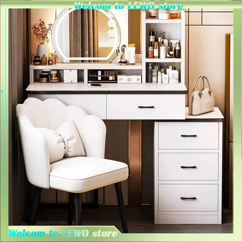 

White Luxury Dressing Table Mirror Light Mirror Makeup Dressing Table Organizer Bedroom Comoda Pra Quarto Home Furniture