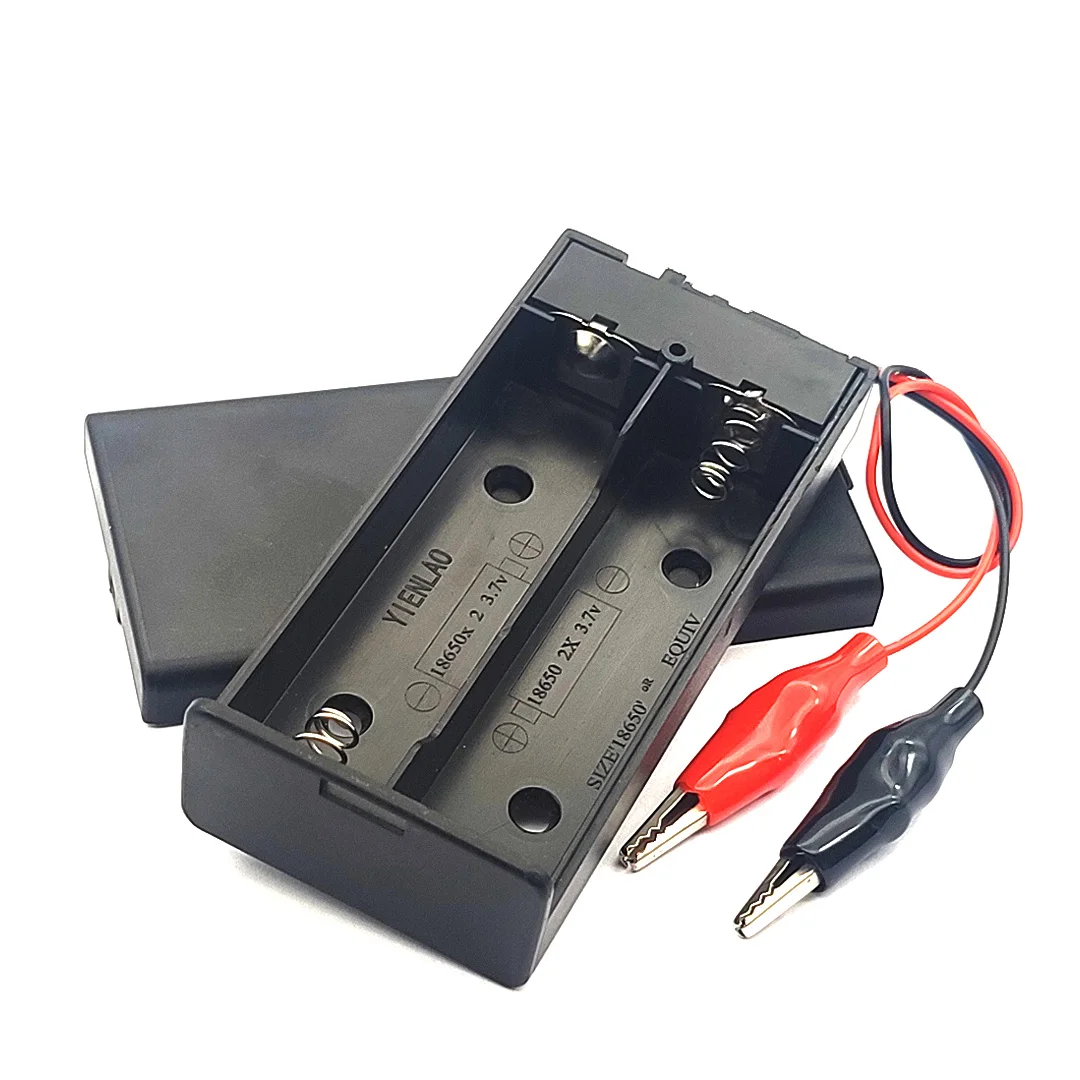 18650 Battery Box 18650 Storage Box 2x18650 Battery Bracket 18650 Case 2 slots, With ON/OFF Switch OR With Crocodile Clip 3.7V